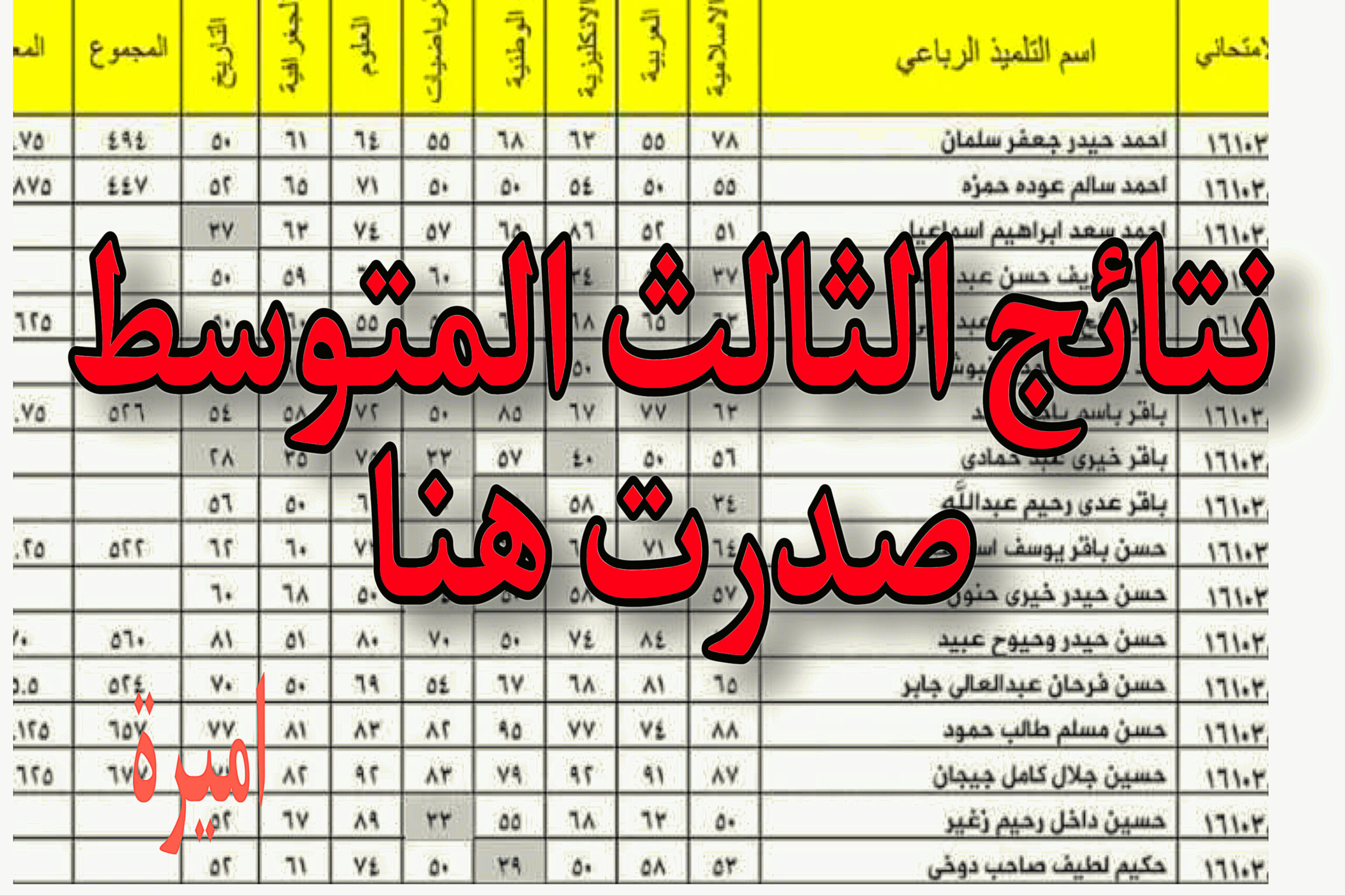 نتائج الثالث متوسط 2023 الدور الثالث