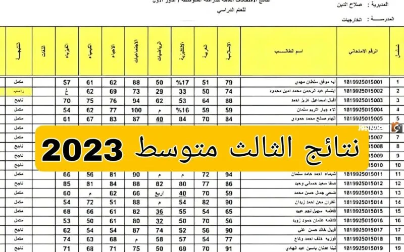 استعلام نتائج الثالث المتوسط الدور الثالث كل المحافظات