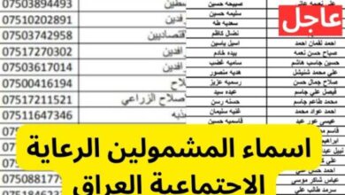 الاستعلام عن  المشمولين في الرعاية الاجتماعية