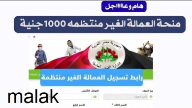 منحة العمالة الغير منتظمة 1000 جنيه 2023