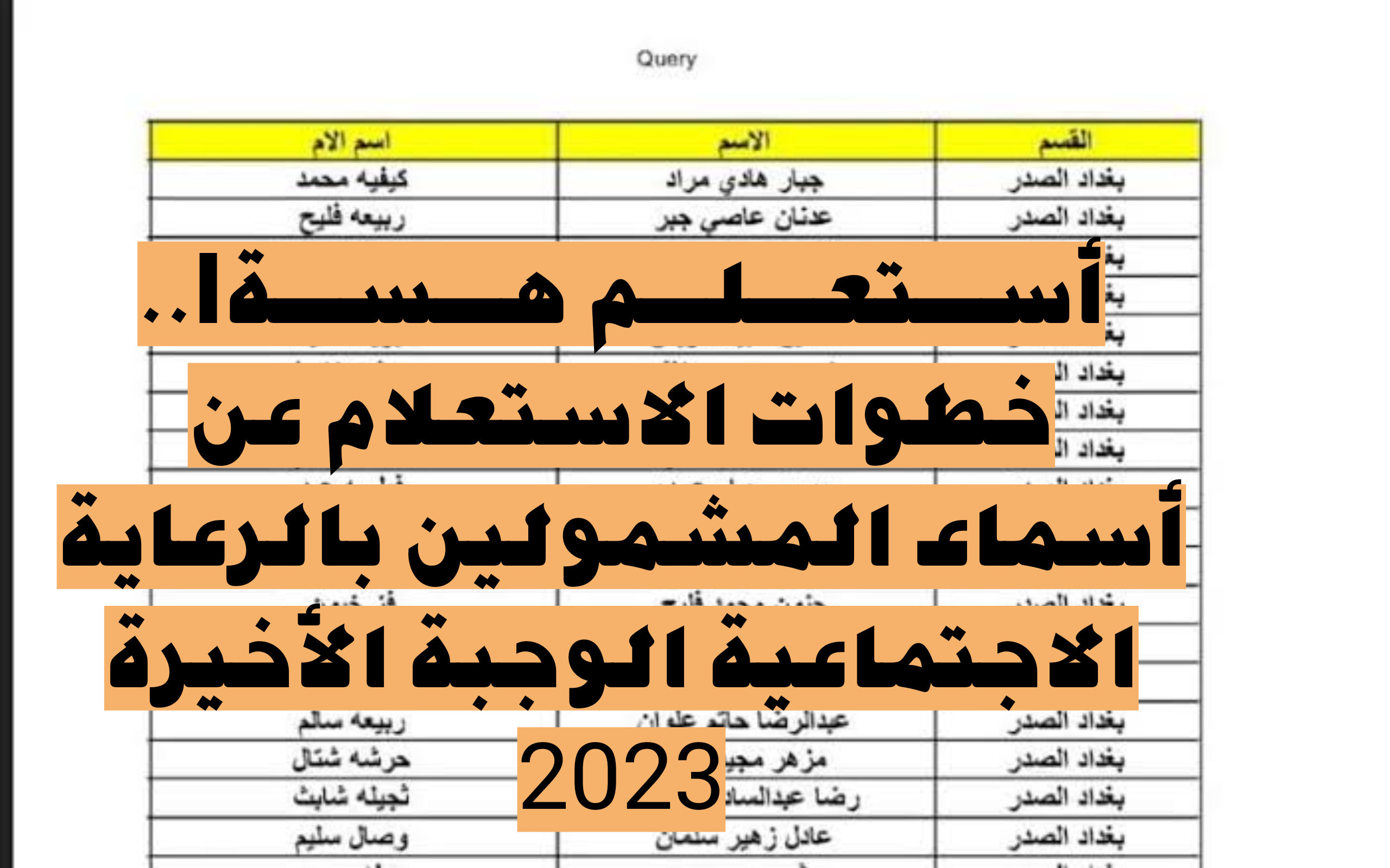 أسـتعـلـم هـسـة|.. خطوات الاستعلام عن أسماء المشمولين بالرعاية الاجتماعية الوجبة الأخيرة 2023