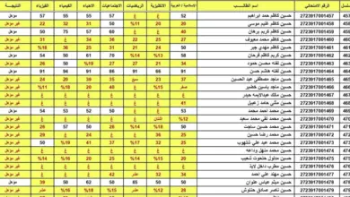 نتاءج السادس اعدادي الدور الثالث