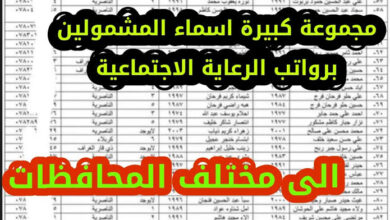 كشوفات أسماء المستفيدين في الرعاية الاجتماعية